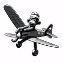 sock monkey flying a cesna plane tattoo design idea