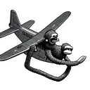 sock monkey flying a cesna plane tattoo design idea