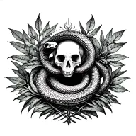 gothic blackwork design gothic architecture snake skeleton plant leaves upper back area tattoo design idea