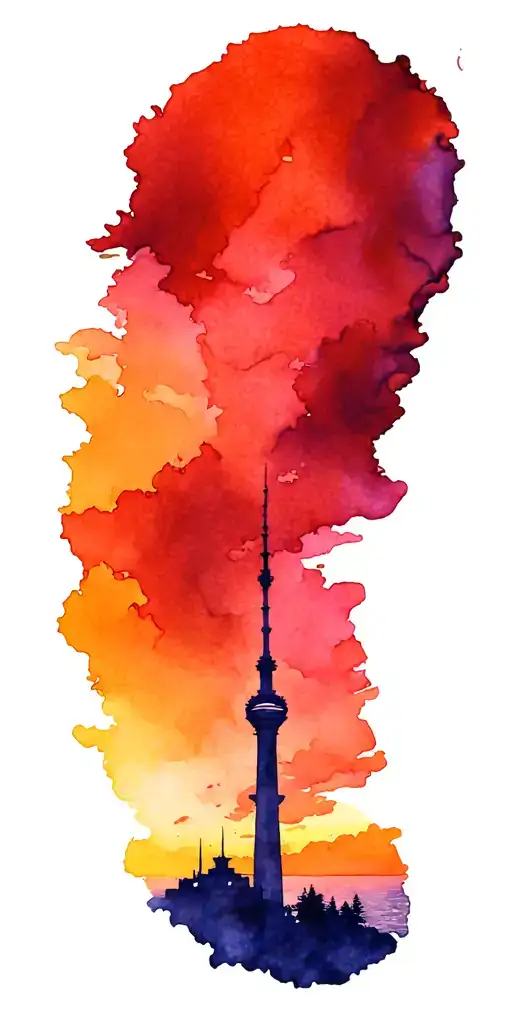vancouver and sunset sky tattoo design idea