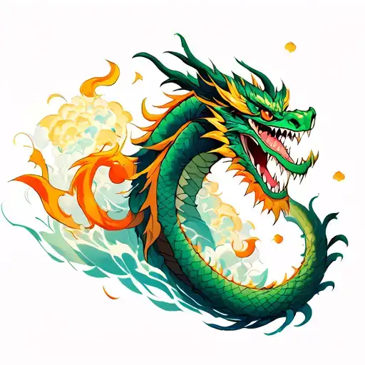 Shen long with dragon balls floating tattoo design idea