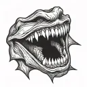 opened mouth in smile with devil teeths tattoo design idea