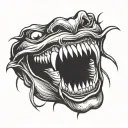 opened mouth in smile with devil teeths tattoo design idea