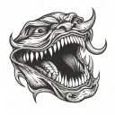 opened mouth in smile with devil teeths tattoo design idea