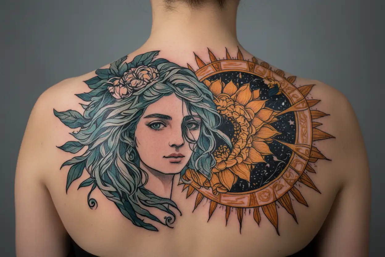 Virgo Aquarius zodiac sign tattoo design idea