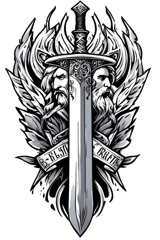 imam Ali sword that's says honor respect and dignity  tattoo design idea
