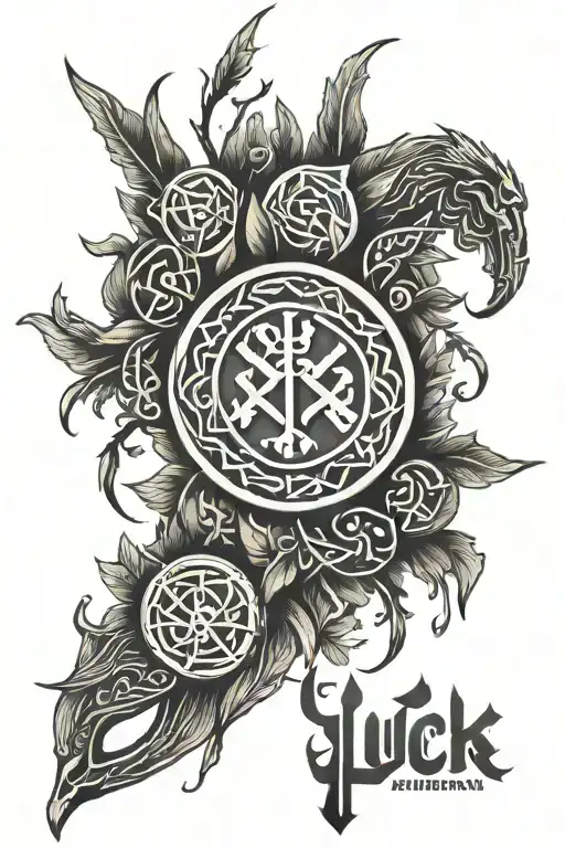 luck 888 slavic runes tattoo design idea