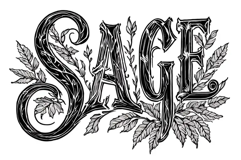 sage name written tattoo design idea