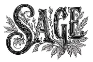 sage name written tattoo design idea