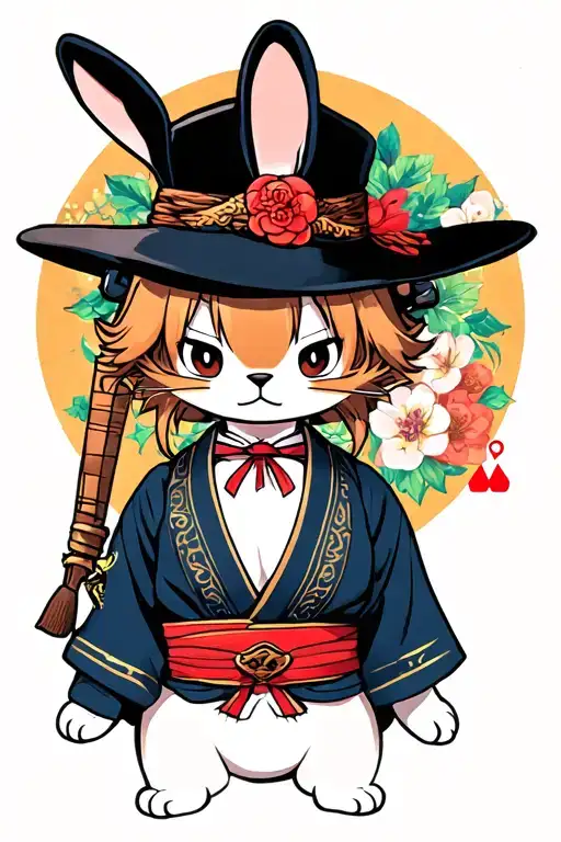 Bunny with Ace hat rom one piece featuring tattoo design idea