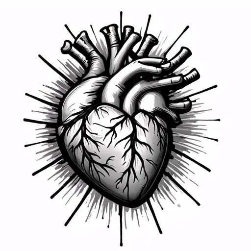 survived being dead heart attack tattoo design idea
