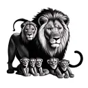 Lion With 4 Cubs tattoo design idea