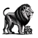 Lion With 4 Cubs tattoo design idea