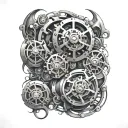 bio mechanical tattoo design idea