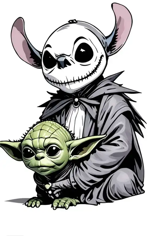 Stitch, yoda, jack skellington tattoo design idea