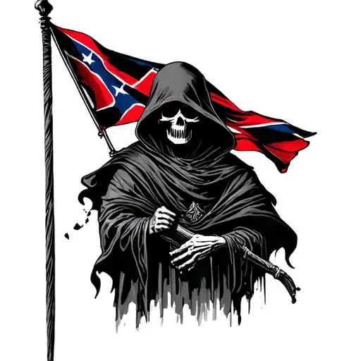 grim reaper with rebel flag  tattoo design idea