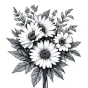 May july august September birth flower bouquet tattoo design idea