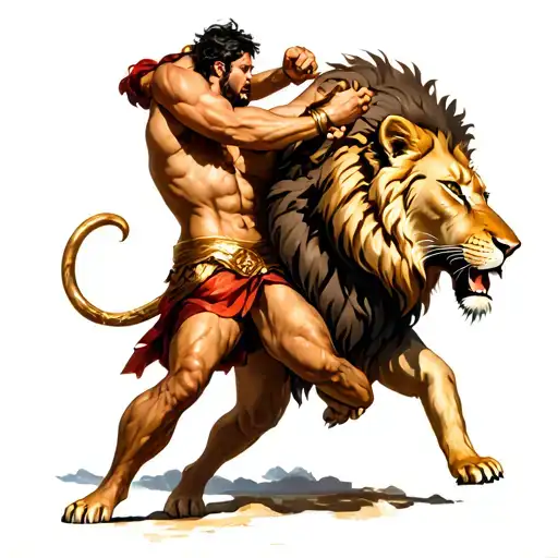hercules fighting the nemean lion tattoo design idea