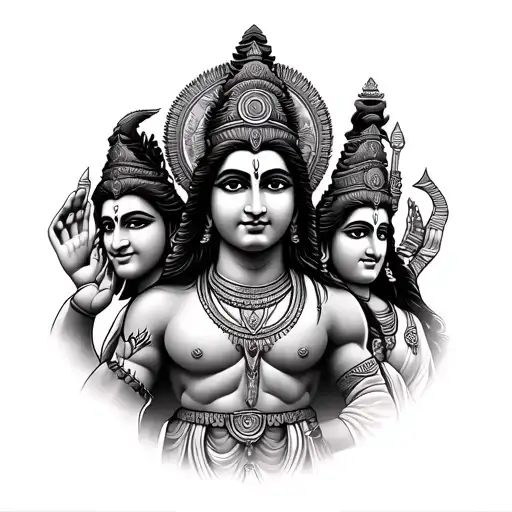 brahma vishnu & shivas tattoo design idea