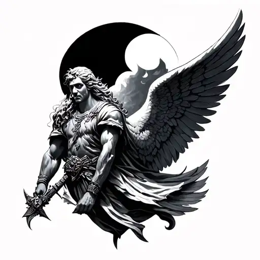 St Michael dark side tattoo design idea