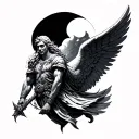 St Michael dark side tattoo design idea