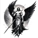 St Michael dark side tattoo design idea