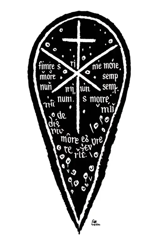 write this sentence “finché nun s more rir semp” and add some crosses to it tattoo design idea