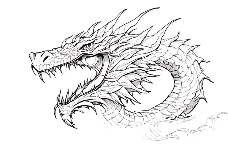 eyes white dragon tattoo design idea