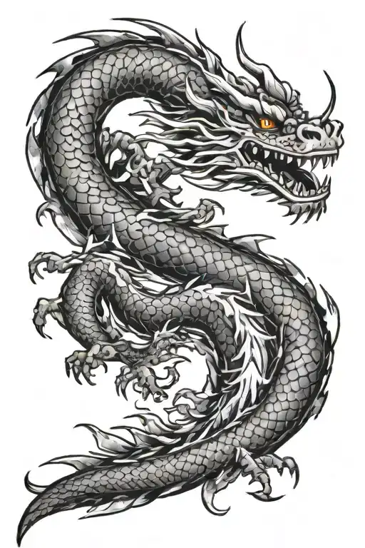 a classic traditional Japanese tattoo on my shoulder going to my chest and make the tale of the dragon just its bones tattoo design idea