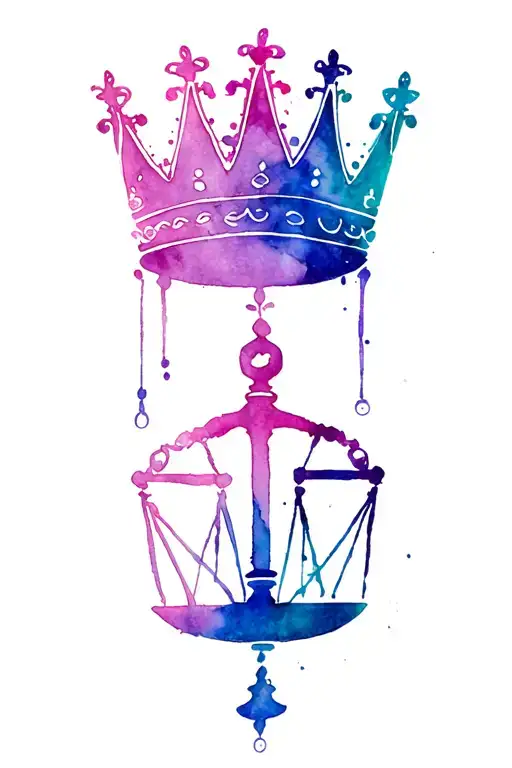 libra king and queen crown tattoo design idea