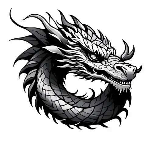 polynesian style dragon tattoo design idea