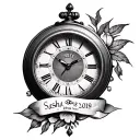 memoriam tattoo with a timepiece Sasha name 1998-2019 tattoo design idea