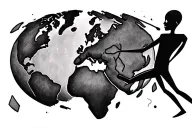 a stick figure handing another stick figure the world  tattoo design idea