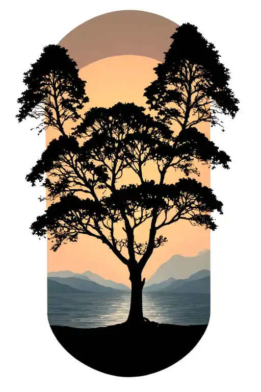 acacia tree silhouette tattoo design idea