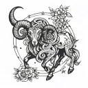 Aries constellation surrounded tattoo design idea