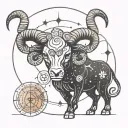 Aries constellation surrounded tattoo design idea