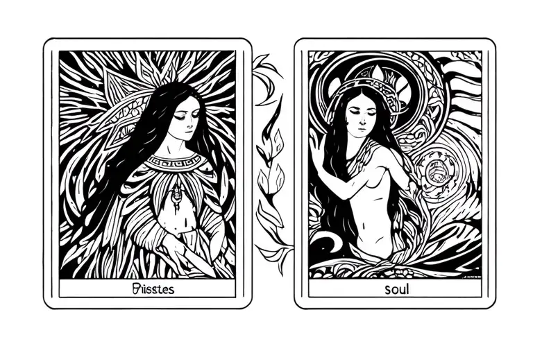 high priestess soul tarot card featuring tattoo design idea