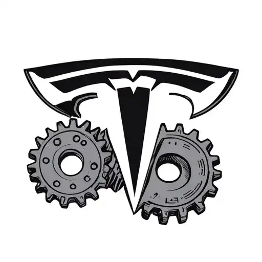 Tesla logo, gears tattoo design idea