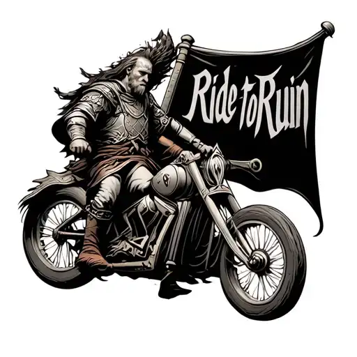 "Ride to ruin" rider of Rohan carrying banner tattoo design idea