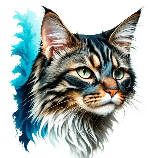 maine coon cat tattoo design idea