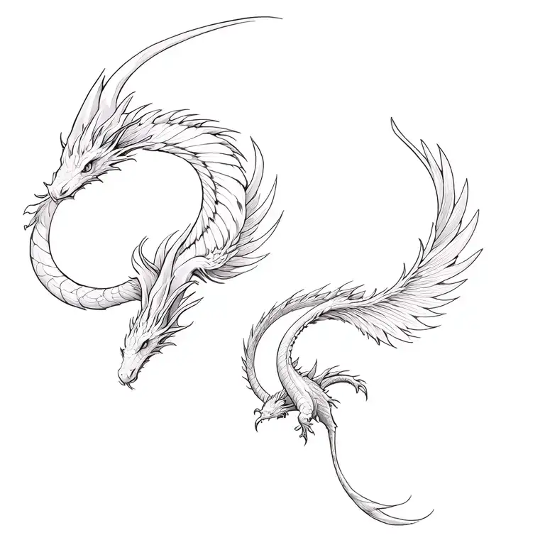Can you design a tattoo for me.- fourth wing inspired- girly- 3 dragons (not to detailed) flying separate from each o tattoo design idea