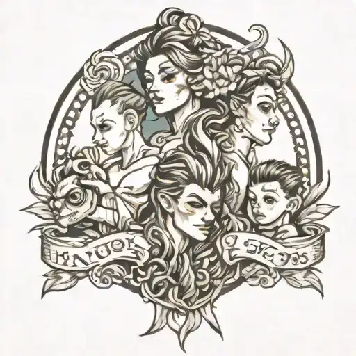 mom and 2 sons getting a tattoo design tattoo design idea