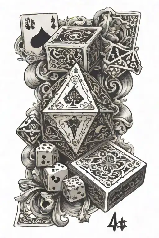 Dice and playing cards all jacks with proverbs 16:33  1979 tattoo design idea