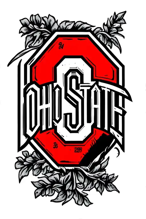 Ohio state patch tattoo in old English script font tattoo design idea