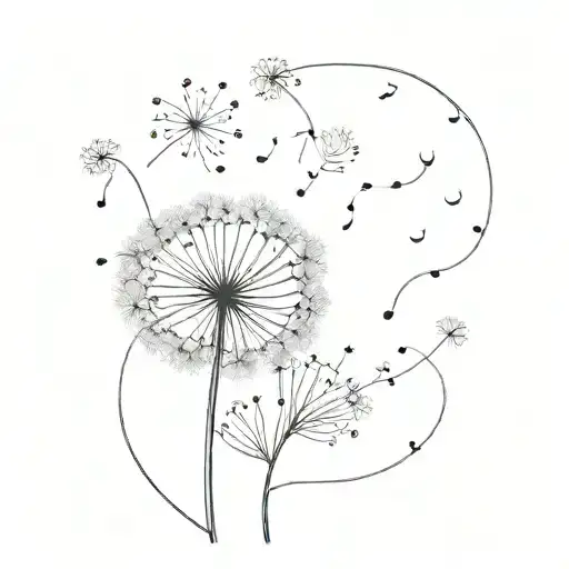dandelion blowing tattoo design idea