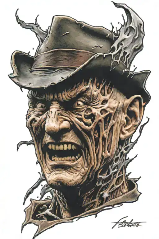 Freddy Krueger ripping through skin opening tattoo design idea