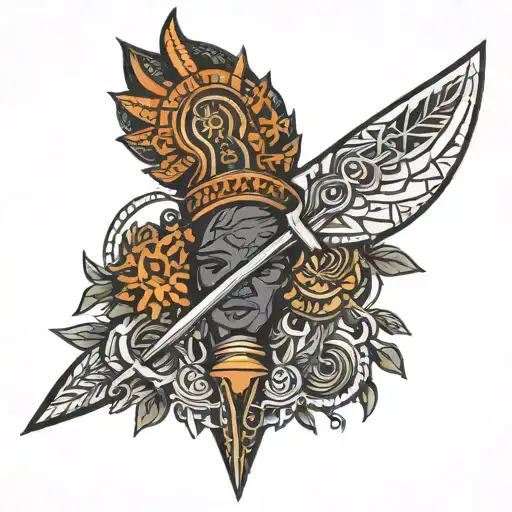 African dagger tattoo design idea