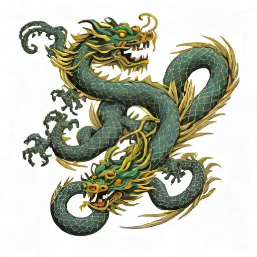 Japanese dragon entwined tattoo design idea