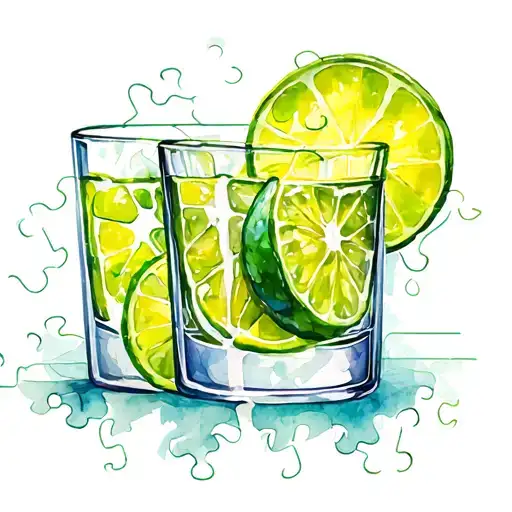 Jigsaw puzzle including tequila shot glass lime tattoo design idea