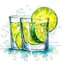 Jigsaw puzzle including tequila shot glass lime tattoo design idea